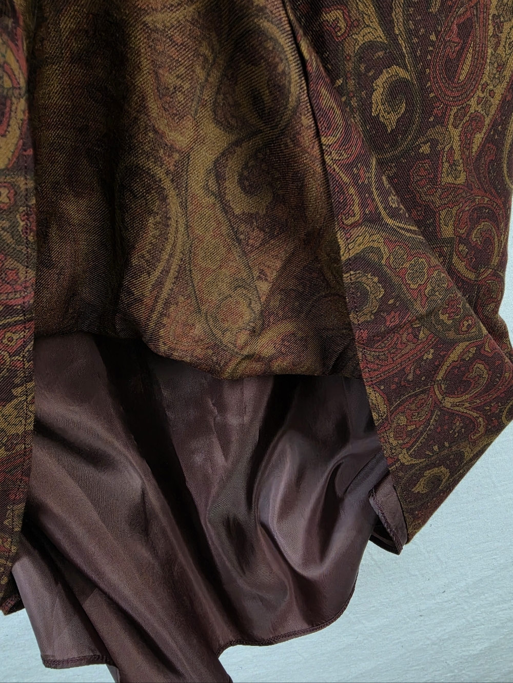 LAUREN Ralph Lauren Midi Skirt Wool Rayon A-line Paisley Print Boho Y2K size 4 - Picture 2 of 9